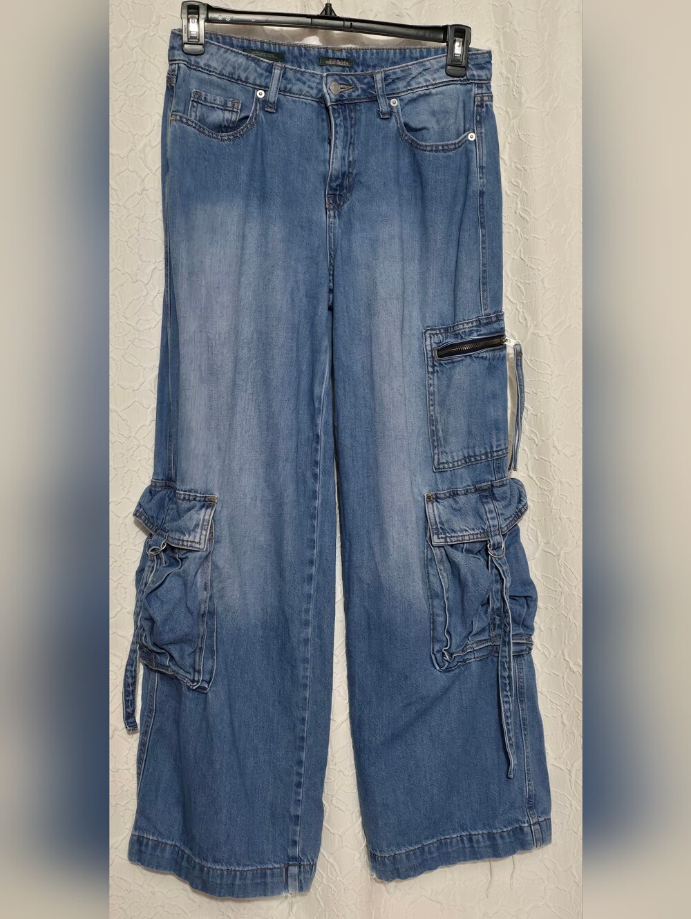 Wild Fable Womens Light Wash Blue High Rise Multi Pocket Cargo Jeans Size 6R